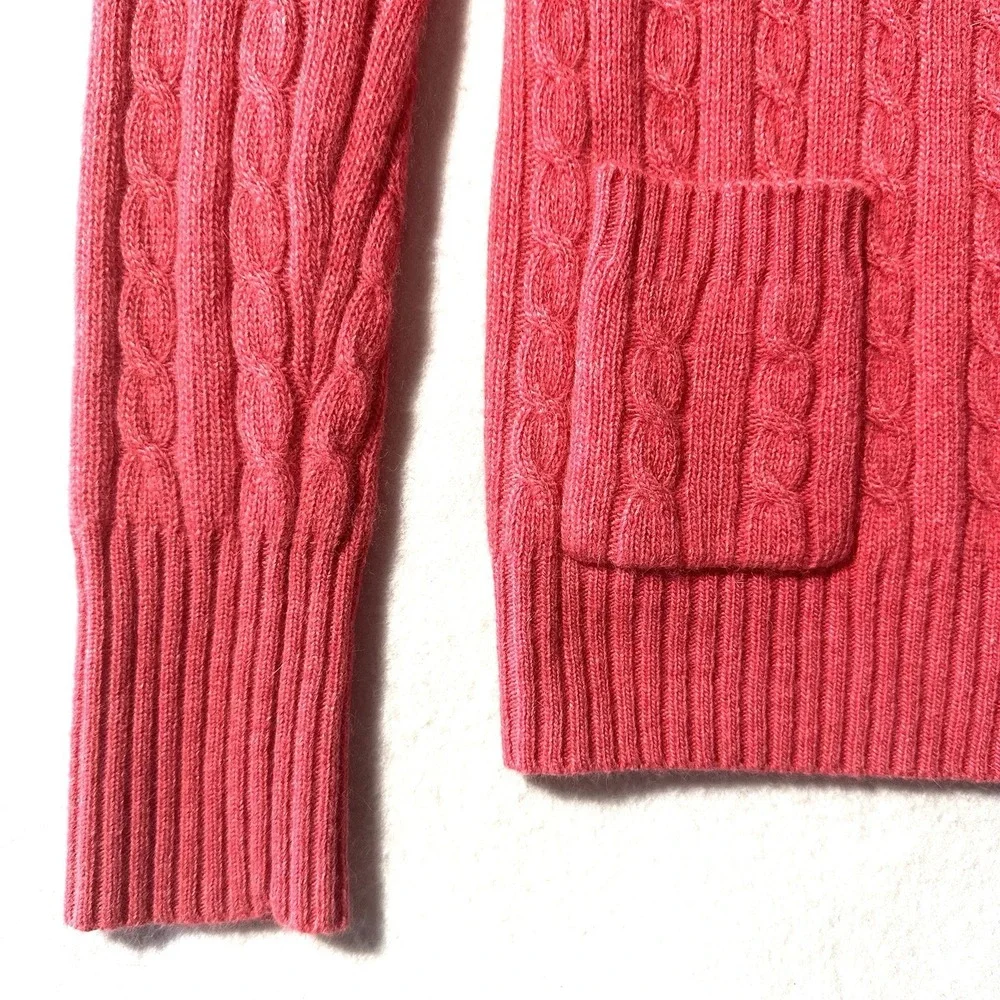 J CREW Small S Relaxed Cable‎ Knit Cardigan Sweater Cashmere Merino Wool Angora
